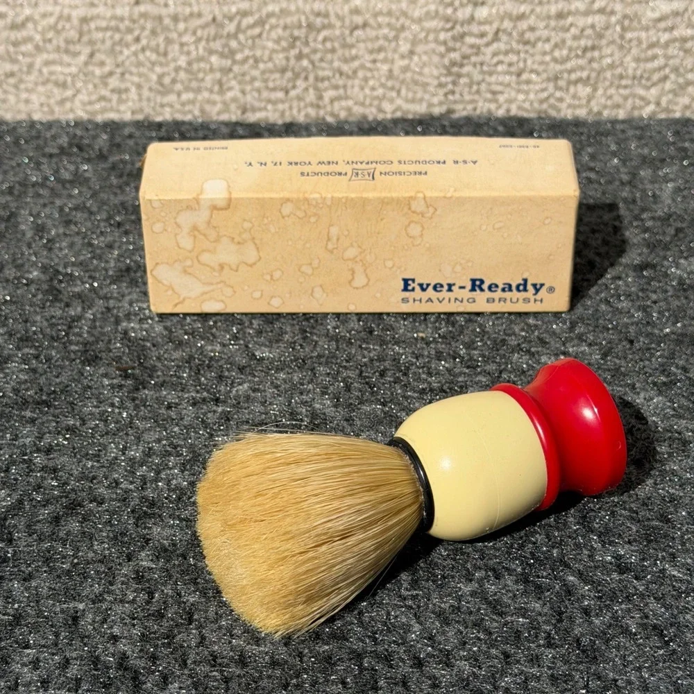 Vintage Ever-Ready Shaving Brush Red Cream Handle with Original Box ASR Products